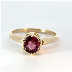 Synthetic Pink Tourmaline Lady's Stone Ring 14K Yellow Gold 3.1g Size:7.5